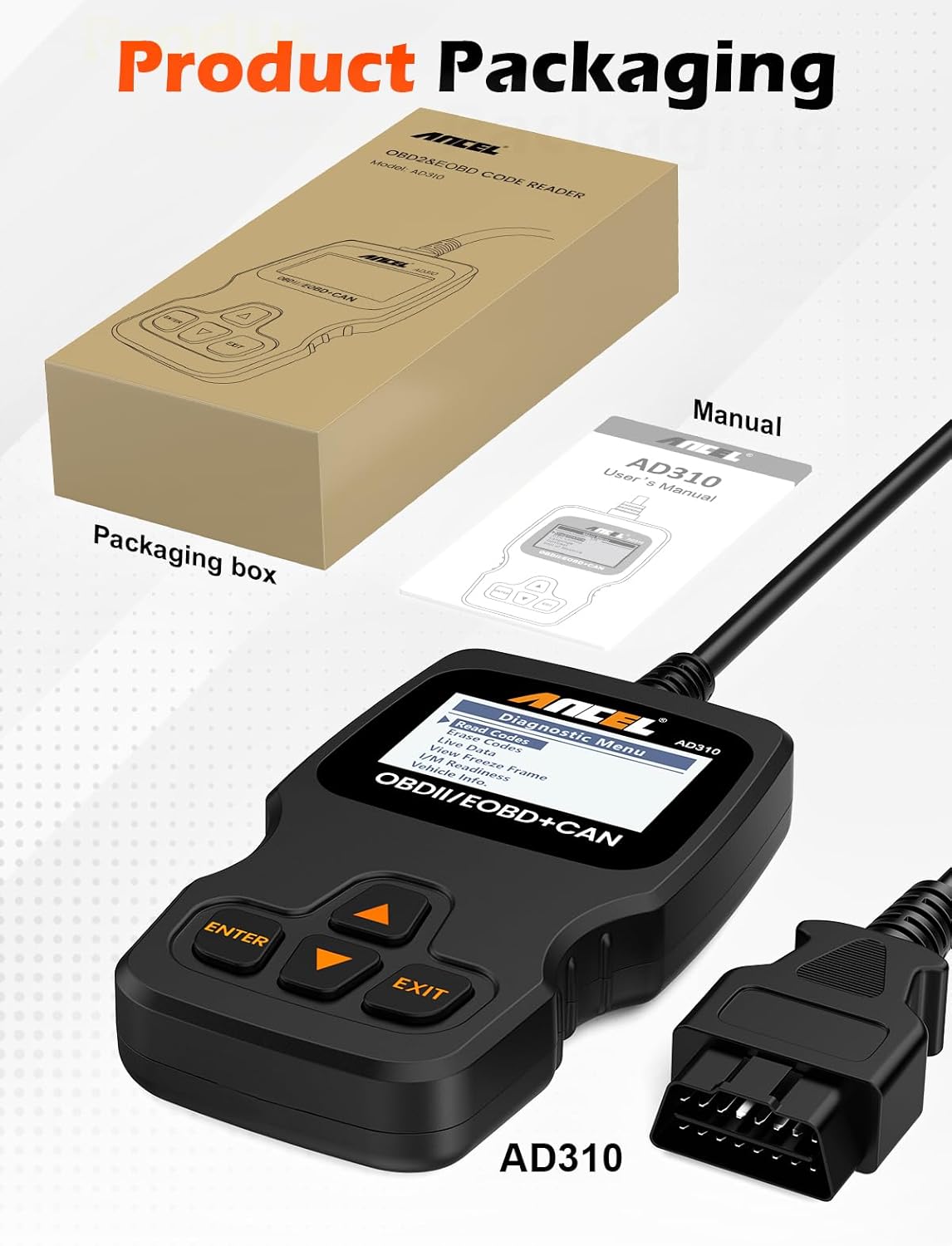 Unlock Your Car's Potential with the AD310 Classic Enhanced Universal OBD II Scanner - Effortlessly Read and Clear Engine Fault Codes for 1996 and Newer Vehicles!