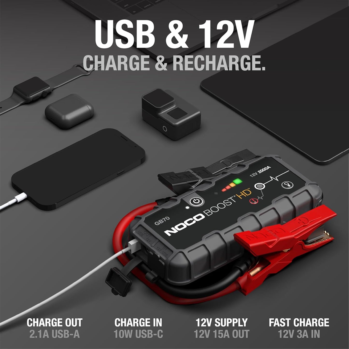 Unleash Power Anywhere: Boost GB70 2000A Ultra-Safe Jump Starter – Your Ultimate 12V Lithium Battery Companion for Gas & Diesel Engines