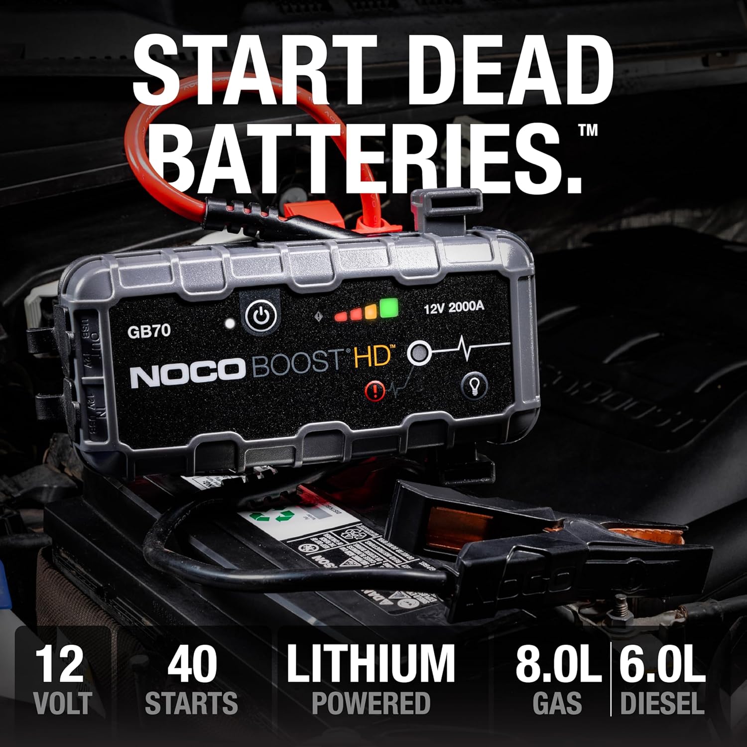 Unleash Power Anywhere: Boost GB70 2000A Ultra-Safe Jump Starter – Your Ultimate 12V Lithium Battery Companion for Gas & Diesel Engines