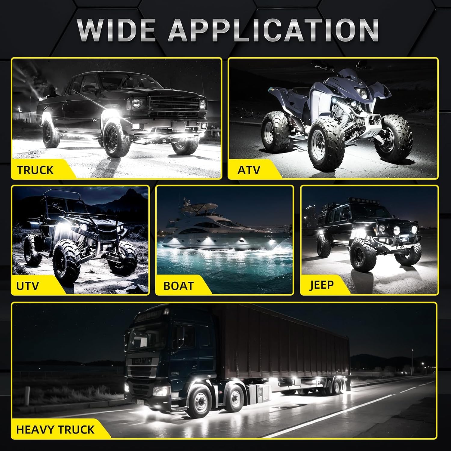 Illuminate Your Ride with 20 Pods of Alloy Pure White LED Rock Lights - Super Bright 6500K Waterproof Underglow Kit for Trucks, Trailers, and Off-Road Adventures